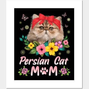 Flowers And Persian Cat Happy Mother Day Mommy Mama Posters and Art